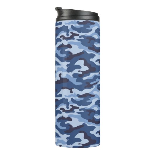 Dark Blue Camouflage Pattern Thermosbecher (Nach rechts gedreht)