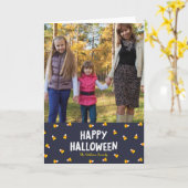 Dark Blue Candy Corn Happy Halloween Foto Karte (Gelbe Blume)