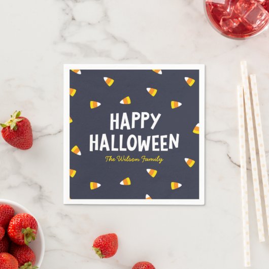 Dark Blue Candy Corn Happy Halloween Serviette (Beispiel)