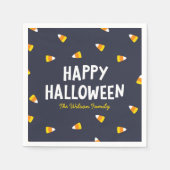 Dark Blue Candy Corn Happy Halloween Serviette (Vorderseite)