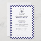 Dark Blue Checkerboard Unsere Kleine Cub Baby Dusc Einladung (Vorderseite)