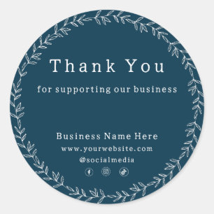 Dark Blue Chic Whimsical Business Wedding Runder Aufkleber