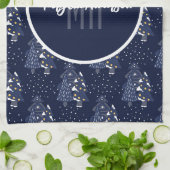 DARK BLUE CHRISTMAS WINTERWALDMONOGRAMM GESCHIRRTUCH (Gefaltet)
