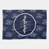 DARK BLUE CHRISTMAS WINTERWALDMONOGRAMM GESCHIRRTUCH (Horizontal)