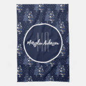 DARK BLUE CHRISTMAS WINTERWALDMONOGRAMM GESCHIRRTUCH (Vertikal)