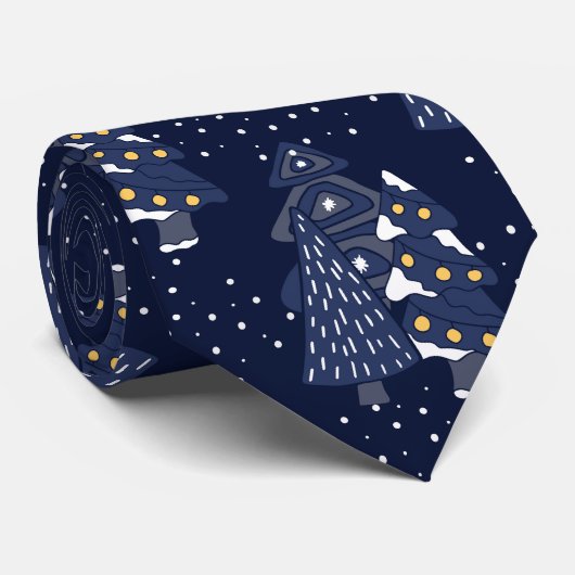 DARK BLUE CHRISTMAS WINTERWALDMONOGRAMM KRAWATTE (Gerollt)