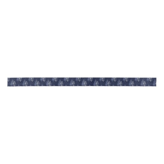 DARK BLUE CHRISTMAS WINTERWALDMONOGRAMM SATINBAND (Vorderseite)