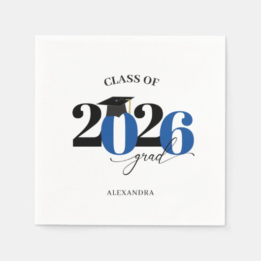 Dark Blue Class of 2025 Graduate Modern Tyopgraphy Serviette (Vorderseite)