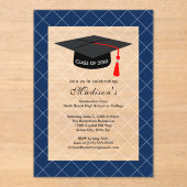 Dark Blue Class of 20XX Graduation Party Acryleinladungen (Vorderseite)