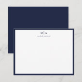 Dark Blue Classic Border Monogram Korrespondenz Mitteilungskarte (Vorne/Hinten)