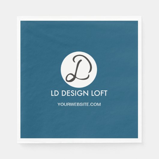 Dark Blue Cocktail Napkin mit Logo und Serviette (Vorderseite)