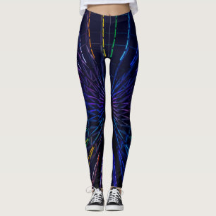 Dark Blue Colorful Fraktal Structure Leggings