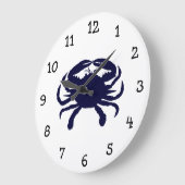 Dark Blue Crab Große Wanduhr (Winkel)