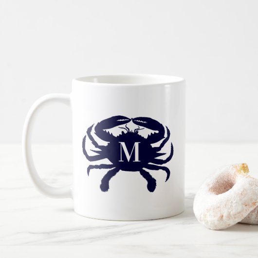 Dark Blue Crab Mit Monogramm Kaffeetasse (Mit Donut)