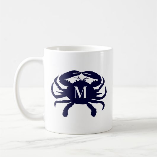 Dark Blue Crab Mit Monogramm Kaffeetasse (Links)