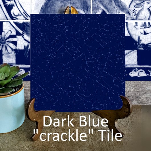 Dark Blue Crackle Glaze Navy Cobalt Dedham Delft Fliese