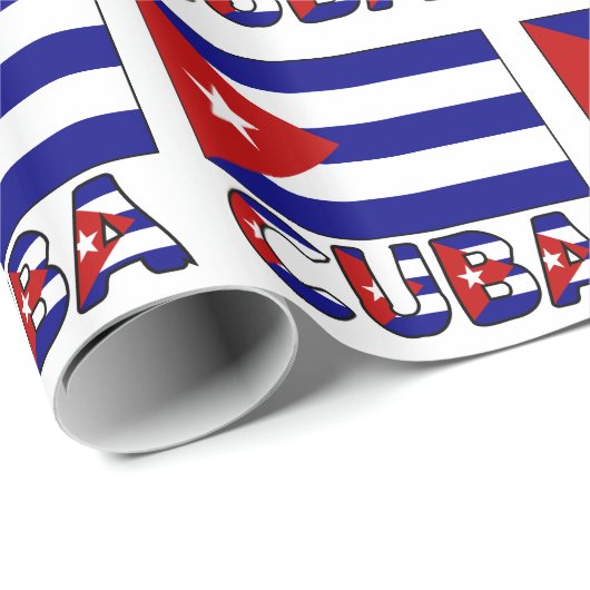 Dark Blue Cuban Flag und Kuba Geschenkpapier (Rolleneckpunkt)