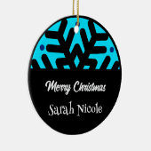 Dark Blue Custom Snowflake Christmas Ornament (Rechts)