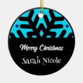 Dark Blue Custom Snowflake Christmas Ornament (Vorne)