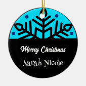 Dark Blue Custom Snowflake Christmas Ornament (Vorne)