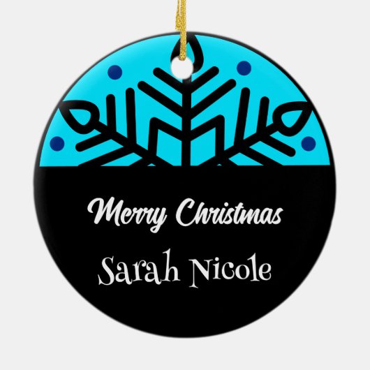 Dark Blue Custom Snowflake Christmas Ornament (Hinten)