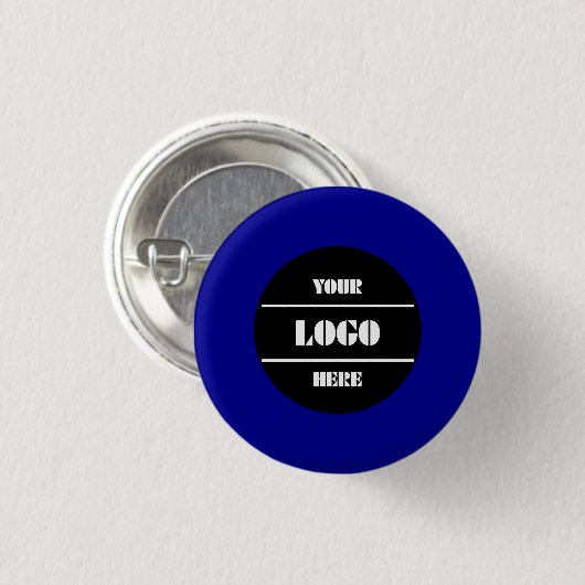 Dark Blue Customizable Solid Round Button Pin (Vorne & Hinten)