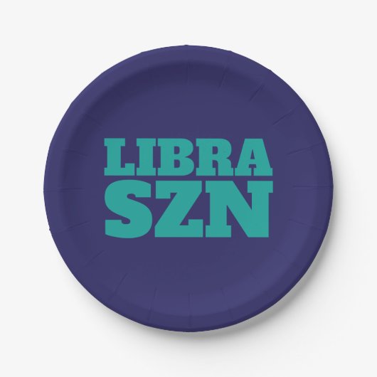 Dark Blue Cyan Libra SZN Cool Pappteller (Vorderseite)