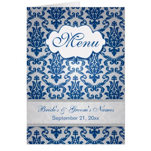 Dark blue Damask Menu (Vorne)