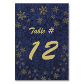 Dark Blue Damask Weihnachts-Party-Tischnummer Tischnummer (Rückseite)