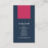 Dark Blue & Dark Pink Interior Design Social Media Visitenkarte (Rückseite)