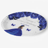 Dark Blue Dark Skin Princess Birthday Party Pappteller (Schrägansicht)