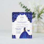 Dark Blue Dark Skin Princess Birthday Party Postkarte (Stehend Vorderseite)