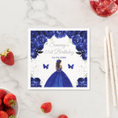 Dark Blue Dark Skin Princess Birthday Party Serviette (Beispiel)