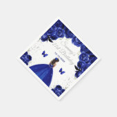 Dark Blue Dark Skin Princess Birthday Party Serviette (Ecke)