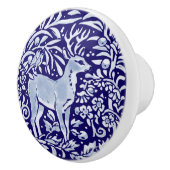 Dark Blue Deer Buck Bird Woodland Animal Floral Keramikknauf (Rechts)