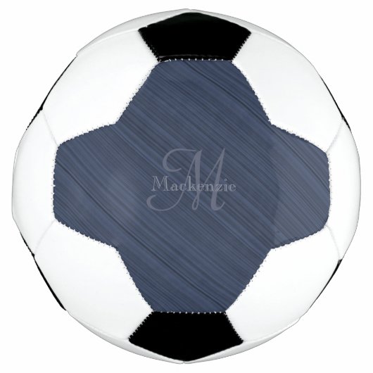 Dark Blue Diagonal Stripes Custom Monogram Name Fußball (Vorderseite)