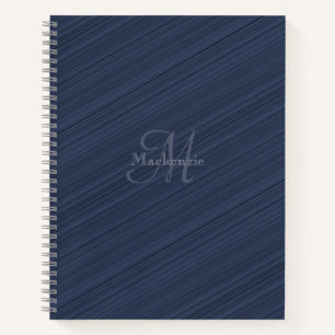 Dark Blue Diagonal Stripes Custom Monogram Name Notizblock