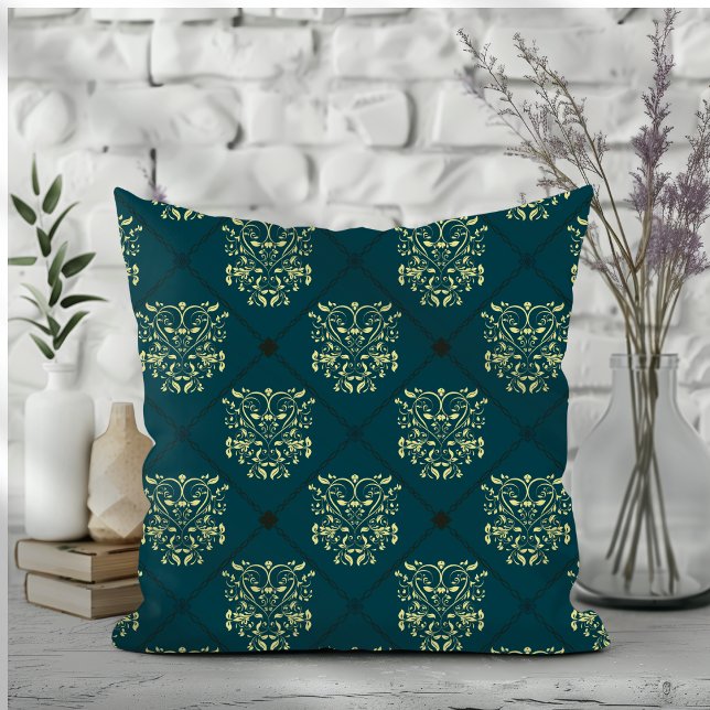 Dark Blue Diamond Damask Muster Kissen (Von Creator hochgeladen)