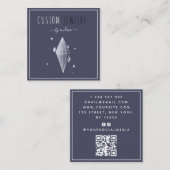 Dark Blue Diamond Jewelier Designer QR Code Social Quadratische Visitenkarte (Vorne/Hinten)