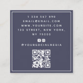 Dark Blue Diamond Jewelier Designer QR Code Social Quadratische Visitenkarte (Rückseite)