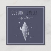 Dark Blue Diamond Jewelier Designer QR Code Social Quadratische Visitenkarte (Vorderseite)