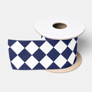 Dark Blue Diamond Muster Satinband