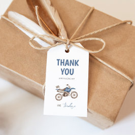 Dark Blue Dirt Bike Geburtstagsgeschenk-Tag Geschenkanhänger