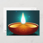 Dark Blue Diwali Candlelight Postkarte (Vorne/Hinten)