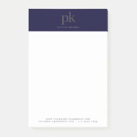 Dark Blue Elegant Minimalistisch Monogram Initials