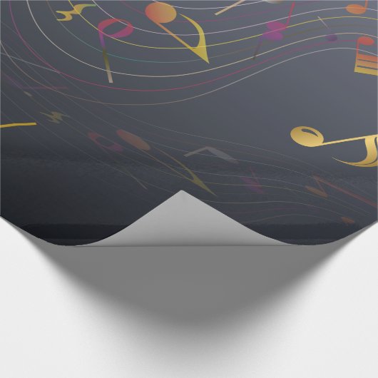 Dark Blue Elegant Music Notes Geschenkpapier (Ecke)