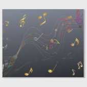 Dark Blue Elegant Music Notes Geschenkpapier (Flach)