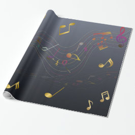 Dark Blue Elegant Music Notes Geschenkpapier