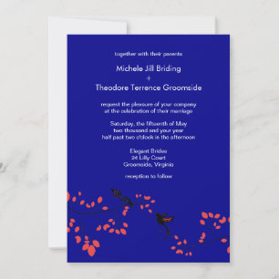 Dark Blue Elegant Spring Weddings Custom Einladung