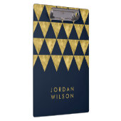 Dark Blue Elegante Chic und Imitats Gold Triangle Klemmbrett (Rechts)